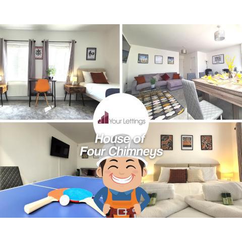 Stylish 4 bedroom house with pool table, WiFi, Netflix and more - House of Four Chimneys by Your Lettings Peterborough